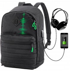 Рюкзак чорний з зеленим SkyName 80-43G