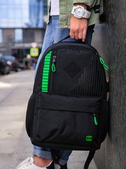 Рюкзак чорний з зеленим SkyName 80-46G