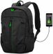 Рюкзак чоловічий чорний з зеленим SkyName 90-117G 1