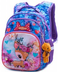 Рюкзак шкільний для дівчаток фіолетовий з бірюзовим, оленятко SkyName R3-230