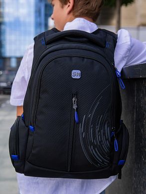 Рюкзак чоловічий чорний з синім SkyName 90-102B