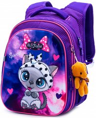 Рюкзак шкільний для дівчаток фіолетовий, кішечка SkyName R1-020