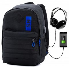 Рюкзак SN черный с синим SkyName 80-44B