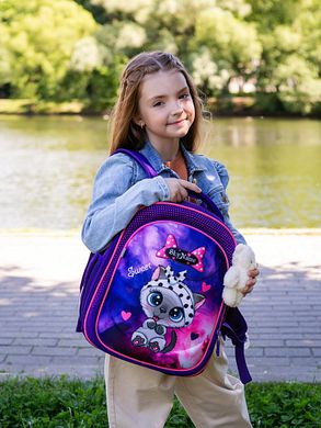 Рюкзак шкільний 3в1 фіолетовий, кішечка SkyName R1-020 Full Set