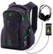 Рюкзак чоловічий чорний з зеленим SkyName 90-103G 1