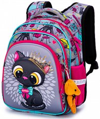 Рюкзак шкільний для дівчаток сірий з котиком SkyName R2-186