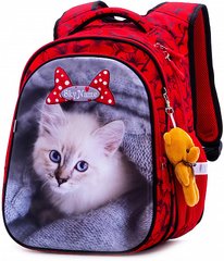 Рюкзак шкільний для дівчаток червоний киця SkyName R1-014