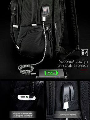 Рюкзак мужской черный с зеленым SkyName 90-128G