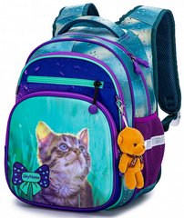 Рюкзак шкільний для дівчаток бірюзовий з котиком SkyName R3-242