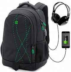 Рюкзак чоловічий чорний з зеленим SkyName 90-107G