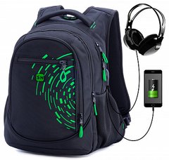 Рюкзак чоловічий чорний з зеленим SkyName 90-108G