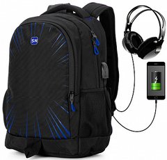 Рюкзак мужской черный с синим SkyName 90-131BL