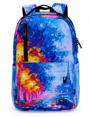 Рюкзак жіночий молодіжний блакитний з малюнком SkyName 77-10