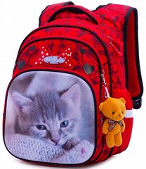 Рюкзак шкільний для дівчаток червоний з котиком SkyName R3-234