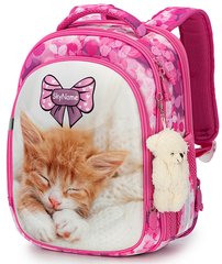 Ранець шкільний для дівчаток рожевий з котиком SkyName 6032