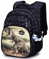 Рюкзак шкільний для хлопчиків сірий з динозавром SkyName R3-247
