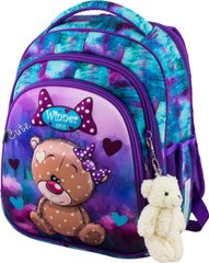 Ранець шкільний для дівчаток фіолетовий з бірюзовим, мишка Winner One 5005