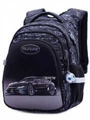 Рюкзак шкільний для хлопчиків чорний, машина SkyName R2-177