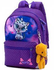 Рюкзак детский для девочек, фиолетовый, кошечка SkyName 1107