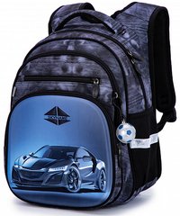 Рюкзак шкільний для хлопчиків сірий з машиною SkyName R3-248