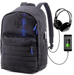 Рюкзак чорний з синім SkyName 80-43B