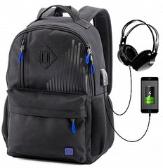 Рюкзак черный с синим SkyName 80-45B