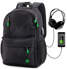 Рюкзак черный с зеленым SkyName 80-45G
