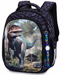 Рюкзак шкільний для хлопчиків сірий з динозавром SkyName R4-415